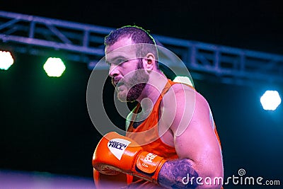 Tsotne Rogava versus Guevara Charon during Boxing match between national teamsÂ UKRAINE - ARMENIA Editorial Stock Photo